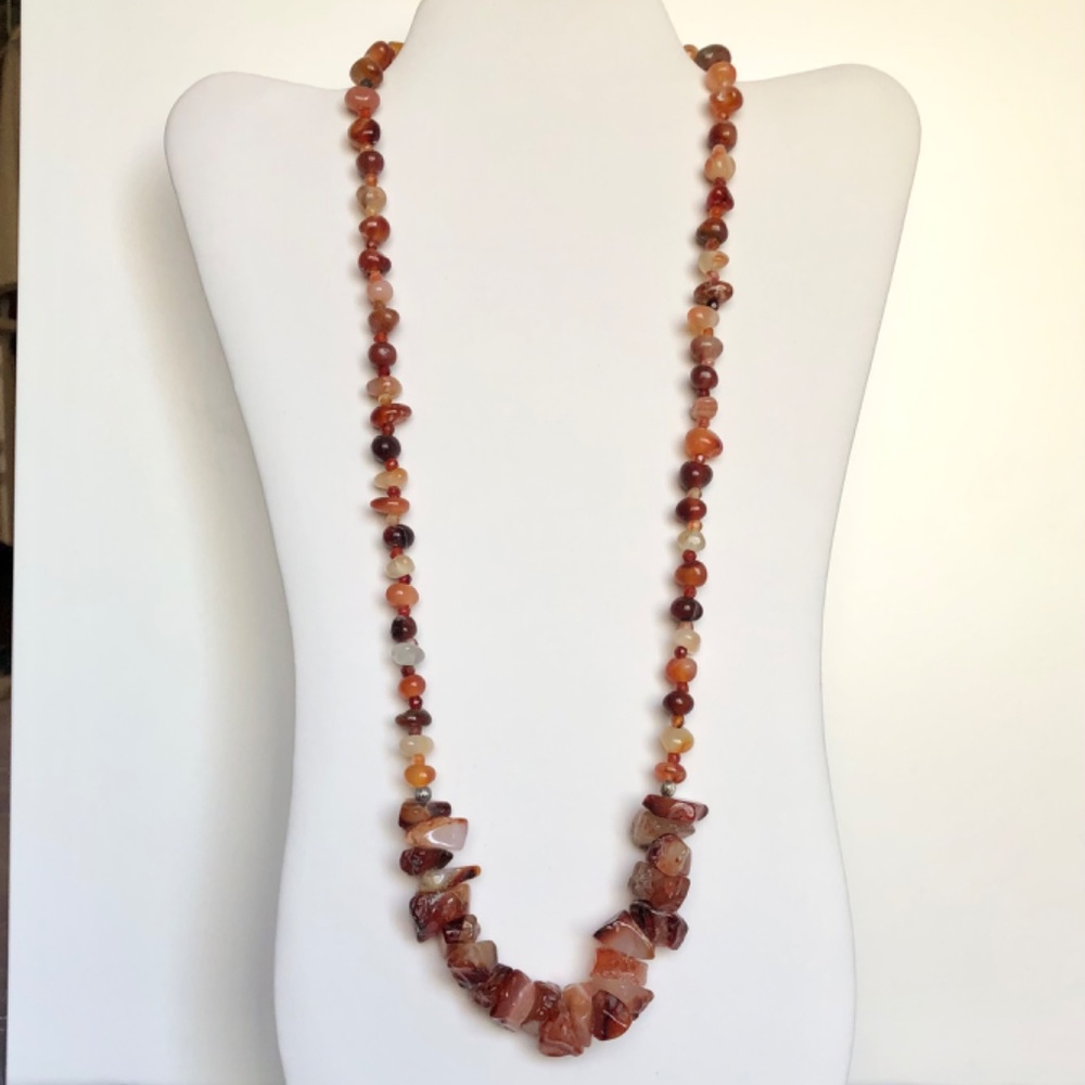 Polished Stone and Bead Necklace